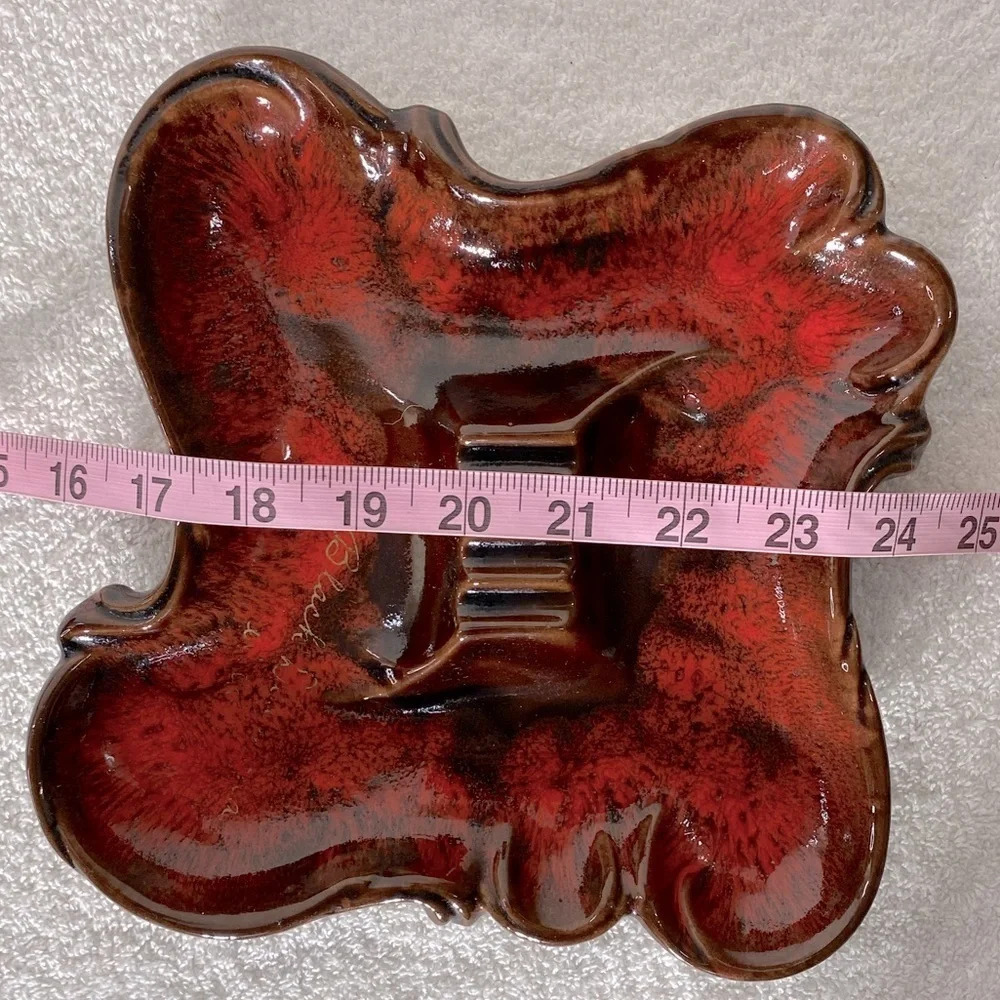 Vintage MCM K13 Canada McMaster Orange Brown Glaze Ceramic Ashtray Trinket Dish - Picture 11 of 12